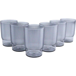 OTIX Plastic Drinkglazen - Herbruikbaar - Set van 6 - Waterglas - Klein - 350ml - Transparant - Grijs - Kunststof