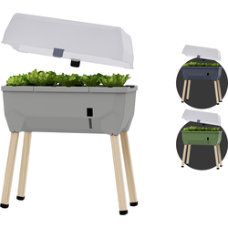 Gusta Garden - Sammy Salad - Slimme kruidenpot met 15 L watertank en Deksel - Kweekbak - Plantenbak - Lichtgrijs