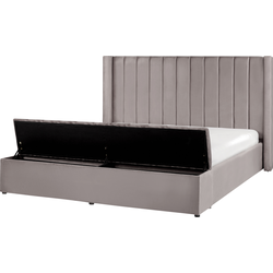 NOYERS  - Tweepersoonsbed - Grijs - 180 x 200 cm - Fluweel