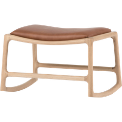 Dedo footstool - whitewash voetenbank met dakar leather whisky