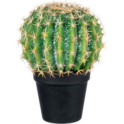 J-line - Cactus+pot Zwart Poly Groen Small - 19x19x24cm