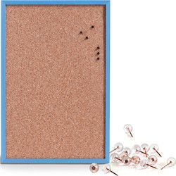 Prikbord incl. 25x punaises rose goud - 40 x 60 cm - blauw - kurk - Prikborden