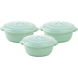 Plasticforte Magnetronschaal - 3x - deksel/ventiel - 1L - groen - Magnetronbakken