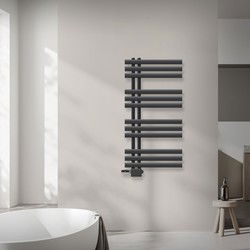 Badkamer radiator middenaansluiting 500x1000 mm antraciet met LuxeBath universele aansluitset
