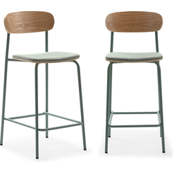 Set van 2 krukken in stof met zwarte metalen poten H66 cm - ADRIANA