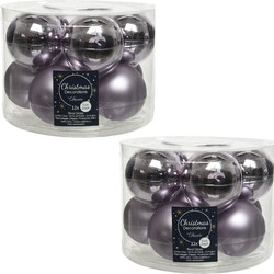 Kerstboomversiering lila paarse kerstballen van glas 6 cm 20x stuks - Kerstbal