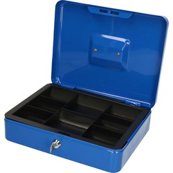 Geldkistje/kluisje blauw met slot 30 cm - Geldkistjes