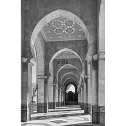 ESTAhome fotobehang Marrakech Riad galerij zwart wit - 1,86 x 2,79 m - 158824