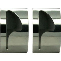 2x Handdoek haken RVS 8,5 x 5 cm - Handdoekhaakjes