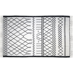 Vloerkleed - katoen - 120x70 cm - wit/zwart