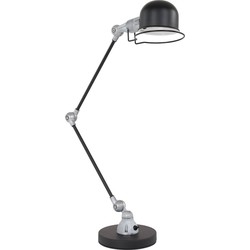 Mexlite - tafellamp - Davin - zwart - aluminium metaal - bureaulamp - E14 - 7655ZW