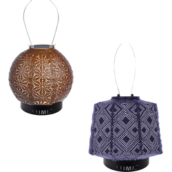 Lumiz Solar Buitenlampionnen Usedom Island Set - Rond Lampion - Lampshade Lampion - inclusief 2 metalen small ringen - Koper - Future Dusk