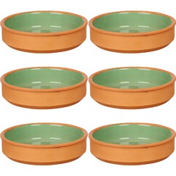 Set 16x tapas/creme brulee serveer schaaltjes terracotta/groen 16x4 cm - Snack en tapasschalen