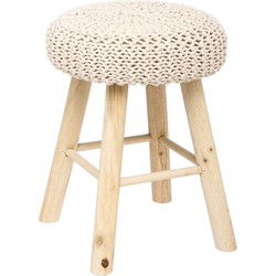 Atmosphera Ribcord krukje Ibiza - beige - hout/stof - D31 x H43 cm - Krukjes