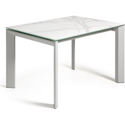 Kave Home - Axis uitschuifbare tafel van porselein met grijze poten 120 (180) cm