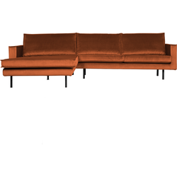 BePureHome Rodeo Chaise Longue Links - Velvet - Roest - 85x300x86/155