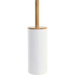 Items Toiletborstel houder - Bamboe - naturel/wit - 36 x 9 cm - Toiletborstels