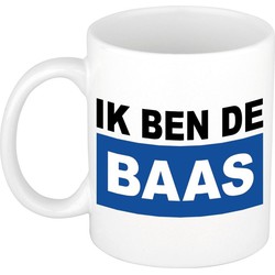 Blauwe Ik ben de baas mok / beker voor heren 300 ml - Bekers