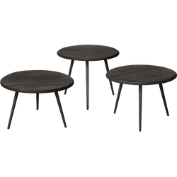 Tower living Turi table set (3) - 54x54/45/40/35 - recl. teak black