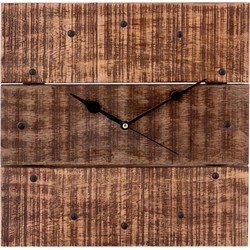 Pippa Design Wandklok - klok landelijke stijl - hout - vierkant