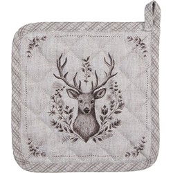 Clayre & Eef Pannenlap 20x20 cm Beige Katoen Hert