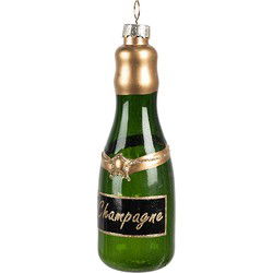 Clayre & Eef Kersthanger Fles 12 cm Groen Glas Kerstboomversiering