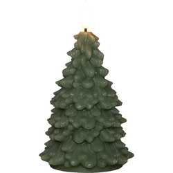 Kaars kerstboom wax led 3d vlam op batterij met timer d8.5h15 cm jade groen