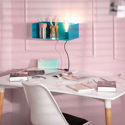 Bussandri  - Moderne Wandlamp - Metaal - Modern - E27 - L:20cm - Voor Binnen - Woonkamer - Eetkamer - Slaapkamer - Wandlampen - Blauw
