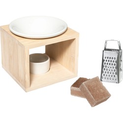 Amberblokjes/geurblokjes cadeauset - sandelhout - inclusief geurbrander en mini rasp - Geurbranders