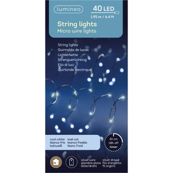 Lumineo draadverlichting zilverdraad 40 witte lampjes - 195 cm - Lichtsnoeren