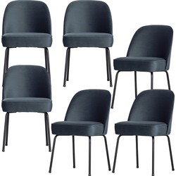 BePureHome Vogue Eetkamerstoelen - Fluweel - Teal - Set van 6