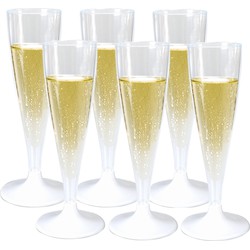 Goldplast champagneglas - 6x - 138ml - transparant - herbruikbaar - Kunstof - Champagneglazen