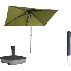 Kopu® Leon Parasol Rechthoek 150x250cm met Hoes en Voet - Balkonparasol Olijf