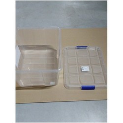 1x Opbergboxen/opbergdozen met deksel 25 liter kunststof transparant/blauw  - Opbergbox - Hega Hogar 