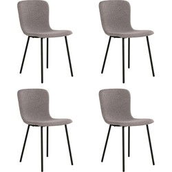 QUVIO Eetkamerstoelen Logan - Polyester - Staal - Lichtgrijs - Set van 4