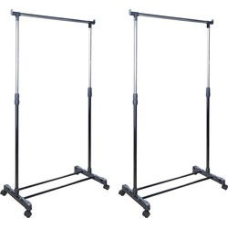 Kledingrek 2x - verstelbaar - verrijdbaar - mobiele kapstok -100x170cm - Kledingrekken