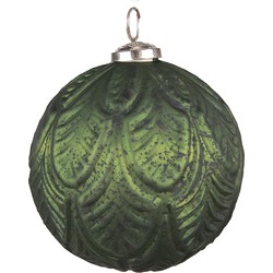 Clayre & Eef Kerstbal  Ø 12 cm Groen Glas Metaal Kerstdecoratie