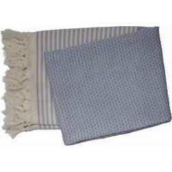 PHLOX Hamamdoek 100 x 200 cm, saunadoek, strandhanddoek, yogadoek en spa-doek, zacht, lichtgewicht, groot, Oeko-Tex gecertificeerd 100% katoen - blauw