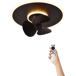 Plafondventilator Silke met verlichting -  Ø50cm - 3 snelheden - Afstandsbediening – Zwart