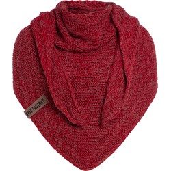 Knit Factory Sally Gebreide Omslagdoek - Driehoek Sjaal Dames - Bordeaux/Stone Red - 220x85 cm - Grof gebreid