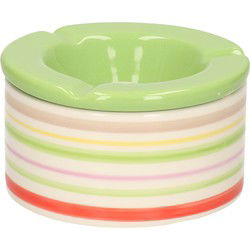 Stormasbak - keramiek - groen/multi-kleur - D12 cm - asbak - buiten - Asbakken