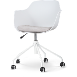 Nout-Liz bureaustoel wit met beige zitkussen - wit onderstel