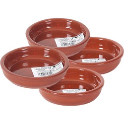 4x Terracotta tapas bakjes/schaaltjes 14 cm en 10 cm - Snack en tapasschalen