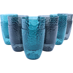 OTIX Kunststof Drinkglazen - Herbruikbaar - Set van 12 - Waterglas - Limonadeglazen - Blauw en Grijs - 380ml - HARBOR - ZEPHYR