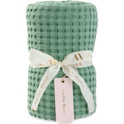 Amelie Home - Vintage Wafel Plaid - Salie groen - 130x150 cm