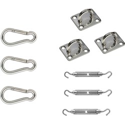 Roestvast stalen schaduwdoek ophangaccessoires / ophangen schaduwdoek 9-delig - Schaduwdoeken