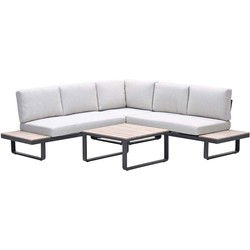 Masone loungeset - 4-delig -  c. black  valley sand - light teak VW