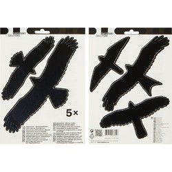 Vogel afweer stickers - 5x - zwart - weerbestendig - 17 x 24 cm - Vogelverjagers