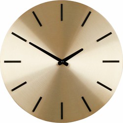 Mica Decorations Wandklok/muur klok - goud/zwart - D35,5 cm - Wandklokken