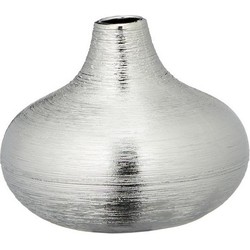 Ronde bol bloemenvaas zilver van keramiek 13 x 16 cm - Vazen
